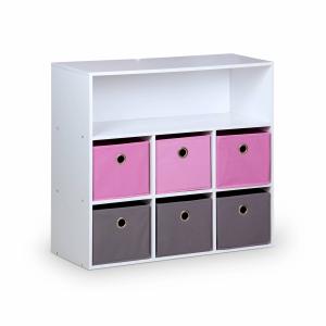 Mueble infantil con 6 cestas, rosa