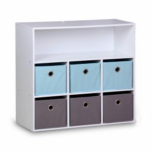 Mueble infantill con 6 cestas, azul