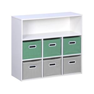 Mueble infantill con 6 cestas de terciopelo, verde