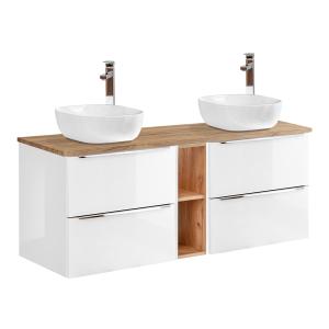 Mueble lavabo 140 cm 2 nichos estratificado blanco