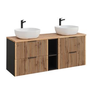 Mueble lavabo 2 nichos estratificado beige negro