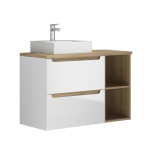 Mueble lavabo 90cm 2 compartimientos estratificado blanco