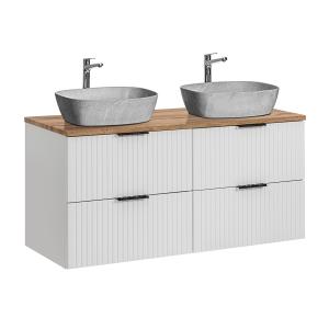 Mueble lavabo efecto piedra 120 cm estratificado blanco