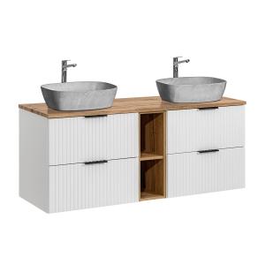 Mueble lavabo efecto piedra 140 cm 2 nichos estratificado b…