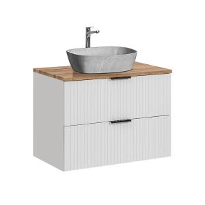 Mueble lavabo efecto piedra de 80 cm estratificado blanco