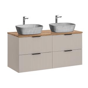 Mueble lavabo imitación piedra estratificado beige