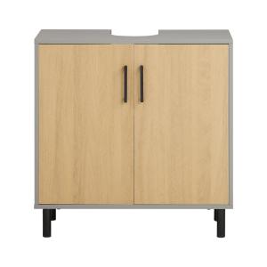 Mueble para debajo del lavabo con 2 puertas madera gris y m…