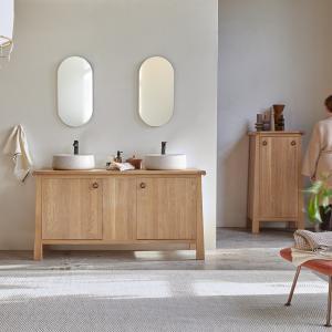 Mueble para lavabo de roble macizo de 160 cm