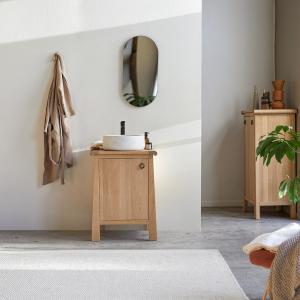 Mueble para lavabo de roble macizo de 65 cm