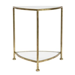 Mueble triangular de metal dorado con repisa cm 45x45x50