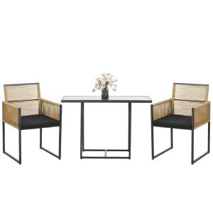 Muebles de jardín 107x58x70 cm natural y negro