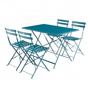 Muebles de jardín bistró plegable, azul verdoso rectangular…