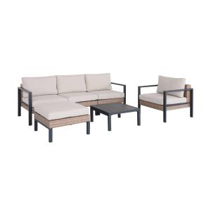 Muebles de jardín de aluminio y resina de 5 plazas, beige