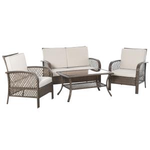 Muebles de jardín de ratán 125x75x88 cm marrón