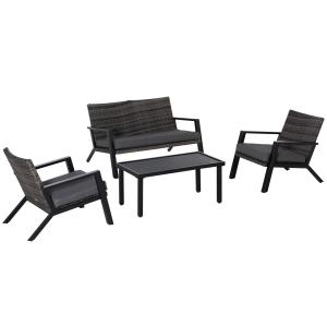 Muebles de ratán 124x86x75 cm negro