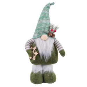 Muñeco de Navidad duende de pie de tela verde