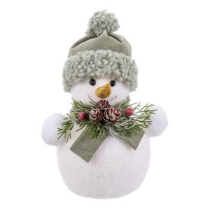 Muñeco de nieve con gorro y bufanda de tela y polyfoam blan…