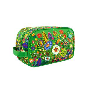 Neceser de aseo  verde poliéster  26 x 15 x 10 cm