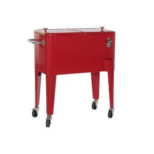 Nevera acero pp 56 litros ruedas rojo 74x43x80cm