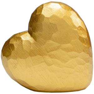 Objeto deco de corazón de poliresina dorado 14cm