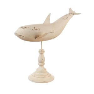 Orca decorativa en madera y soporte en metal, blanco, 37,5x…