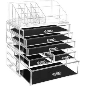 Organizador de maquillaje de acrílico de color transparente