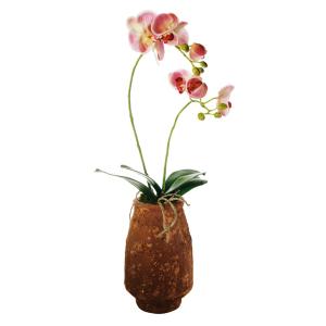 Orquídea en maceta artificial blanca y rosa h63