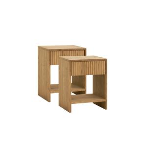 Pack 2 mesitas de noche de madera maciza con cajón roble me…