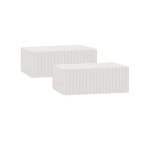 Pack 2 mesitas de noche de madera maciza flotante blanco 40…