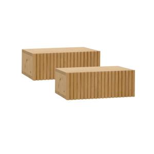 Pack 2 mesitas de noche de madera maciza flotante roble med…