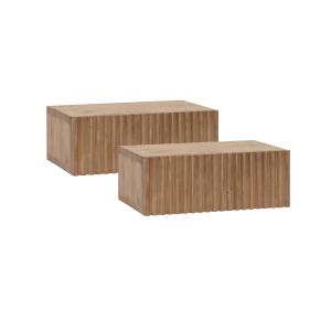 Pack 2 mesitas de noche de madera maciza flotante roble osc…