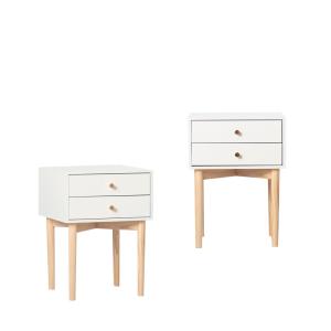 Pack 2 mesitas de noche efecto madera blanco 40 x 56 cm