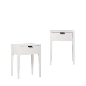 Pack 2 mesitas de noche efecto madera blanco 45 x 60 cm