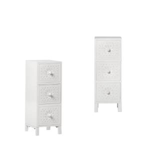 Pack 2 mesitas de noche efecto madera blanco decapado 26 x…