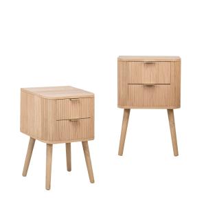 Pack 2 mesitas de noche efecto madera natural 40 x 62 cm