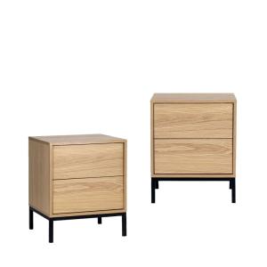 Pack 2 mesitas de noche efecto madera natural 45 x 55 cm