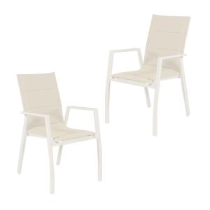 Pack 2 sillas de jardín acolchado blanco envejecido