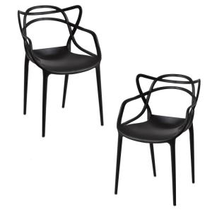 Pack 2 sillas de jardín color negro en polipropileno