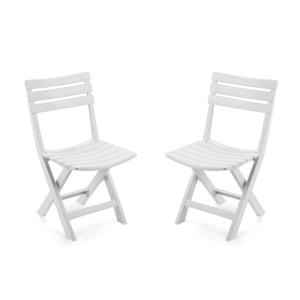 Pack 2 sillas exterior plegables polipropileno, blanco, 44…