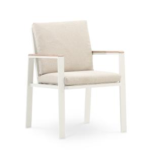 Pack 2 sillas jardin aluminio blanco y brazo efecto madera…