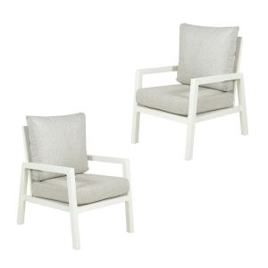 Pack 2 sillones con cojines para terraza blanco