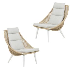 Pack 2 sillones de exterior conjín incluido blanco envejeci…