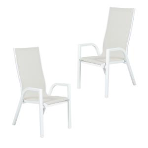 Pack 2 sillones de jardín apilables blanco