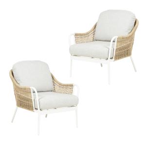 Pack 2 sillones jardín ratán sintético tipo trenzado blanco…