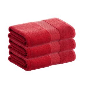 Pack 3 toallas algodón rojo  500 gr 70x140 cm