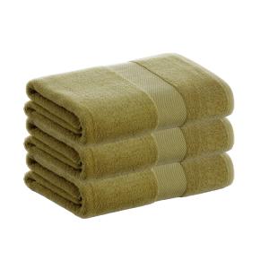 Pack 3 toallas algodón verde oliva  500 gr 70x140 cm