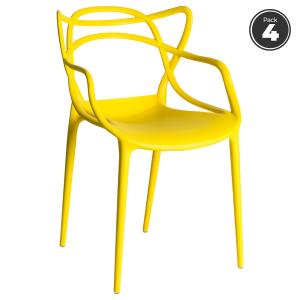 Pack 4 sillas color amarillo en polipropileno