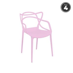 Pack 4 sillas color rosa en polipropileno