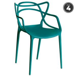 Pack 4 sillas color verde azulado en polipropileno