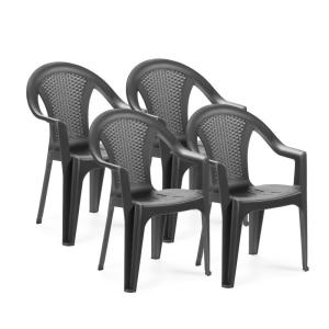 Pack 4 sillas de exterior coral polipropileno
